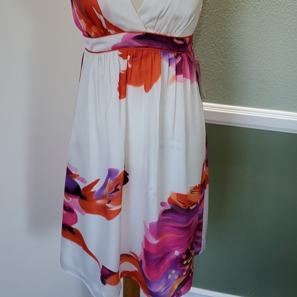 BISOU BISOU FLORAL PRINT HALTER STRAP SUMMER DRESS - Picture 5 of 8